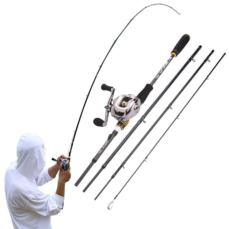 Fishing Reels and Rods Combos Carbon Fiber Fishing Poles with Baitcasting Fishing Reels Bass Fishing