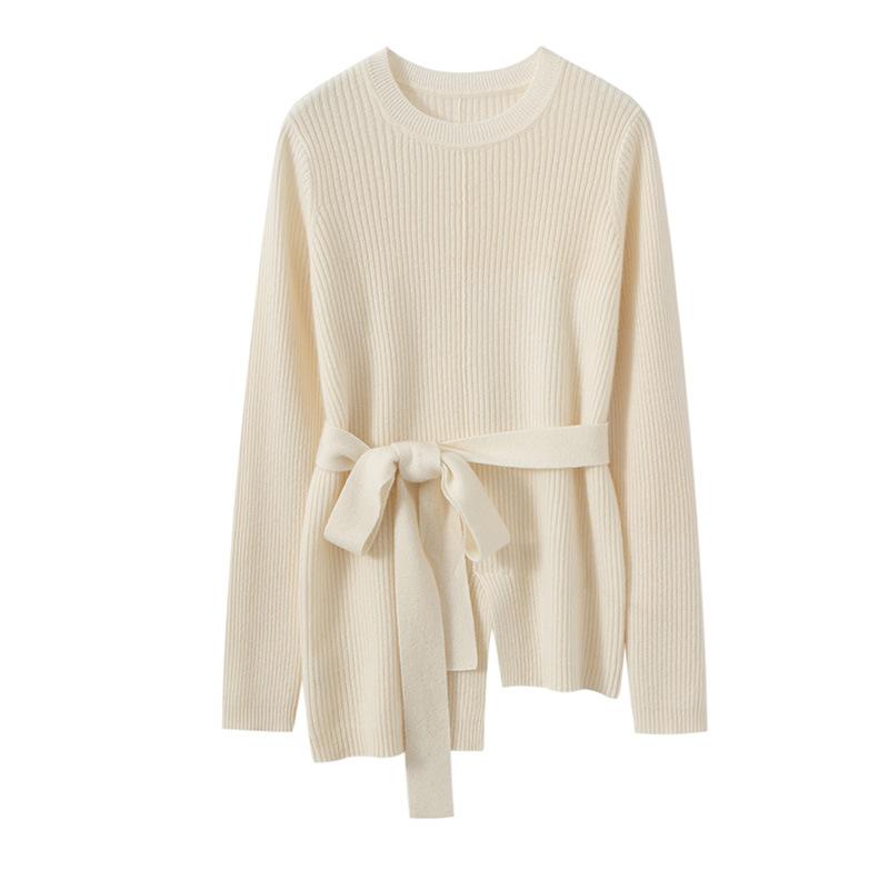 Cashmere Autumn And Winter New Women'S Slim-Fitting Round Neck Medium And Long Waist-Bottomed Cashmere Knitted Sweater