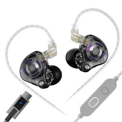 KZA COUSTICS KZ Gale Gaming Dynamic Professional DSP Sound 4 Switchable EQ Dual Microphone Ergonomic Detachable Includes 3 Pairs of Silicone Black