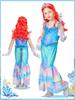 Ariel Dress Luxury Set Cosplay Dress Mermaid Costume for Kids Princess Dress Cosplay Costume Gloves Wand Wig Crown Necklace Earrings Bracelet 120