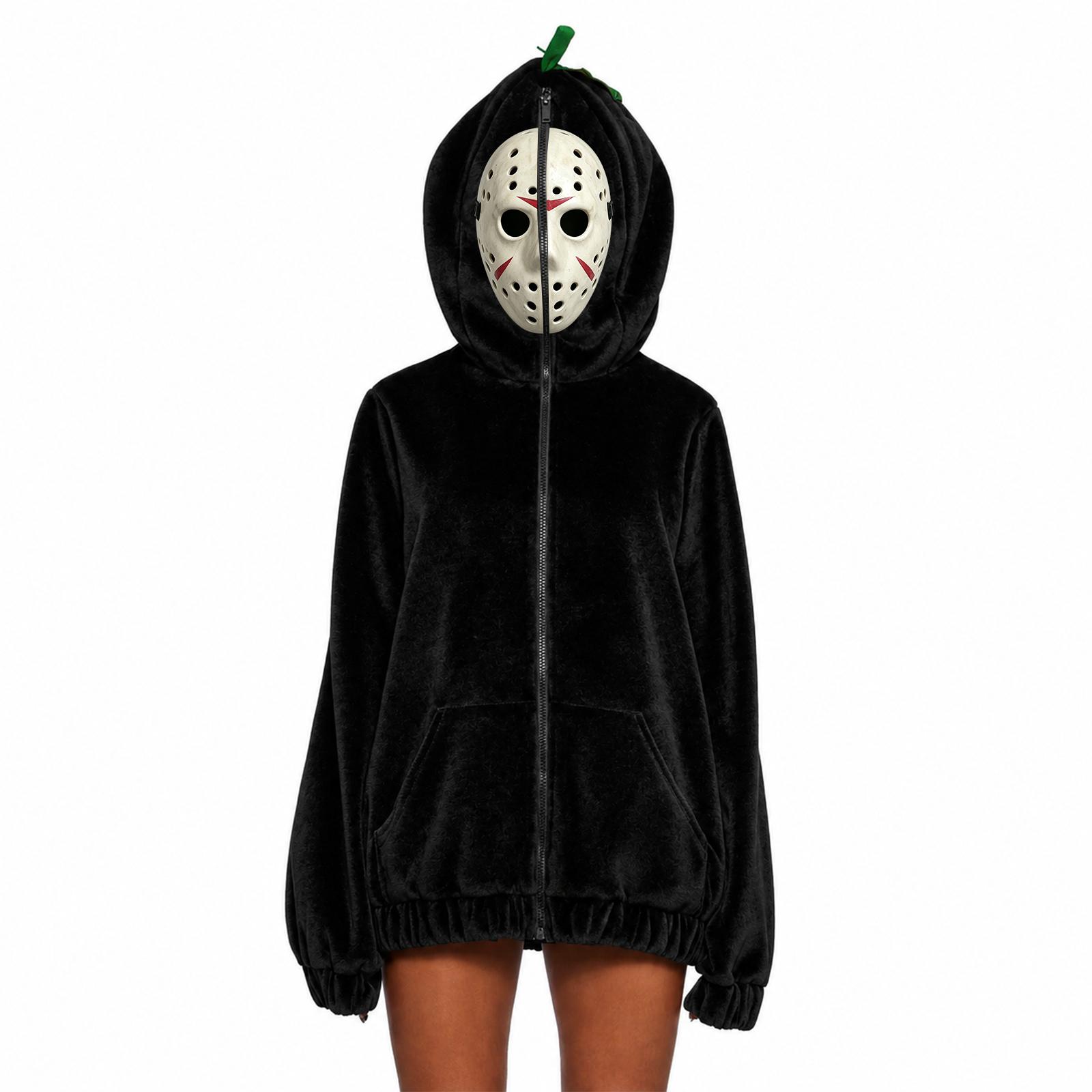 Women s Casual Halloween Hoodie with Pumpkin and Letter Print XL