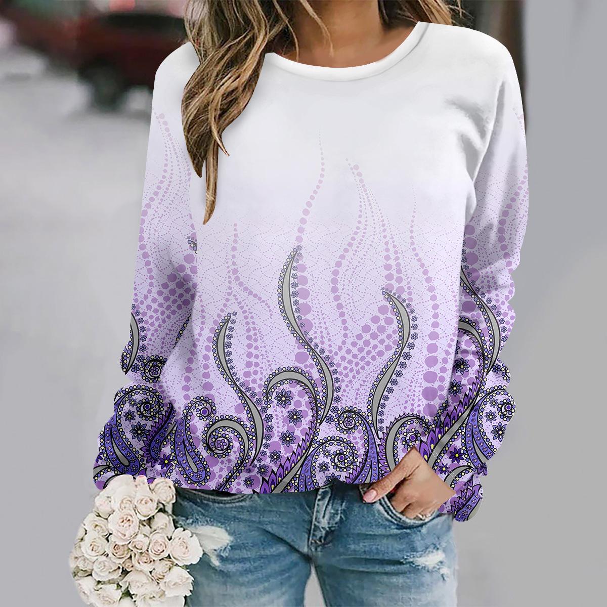 

Осень и зима новая мода круглый вырез длинный рукав с принтом элегантный повседневный свободный худи XL