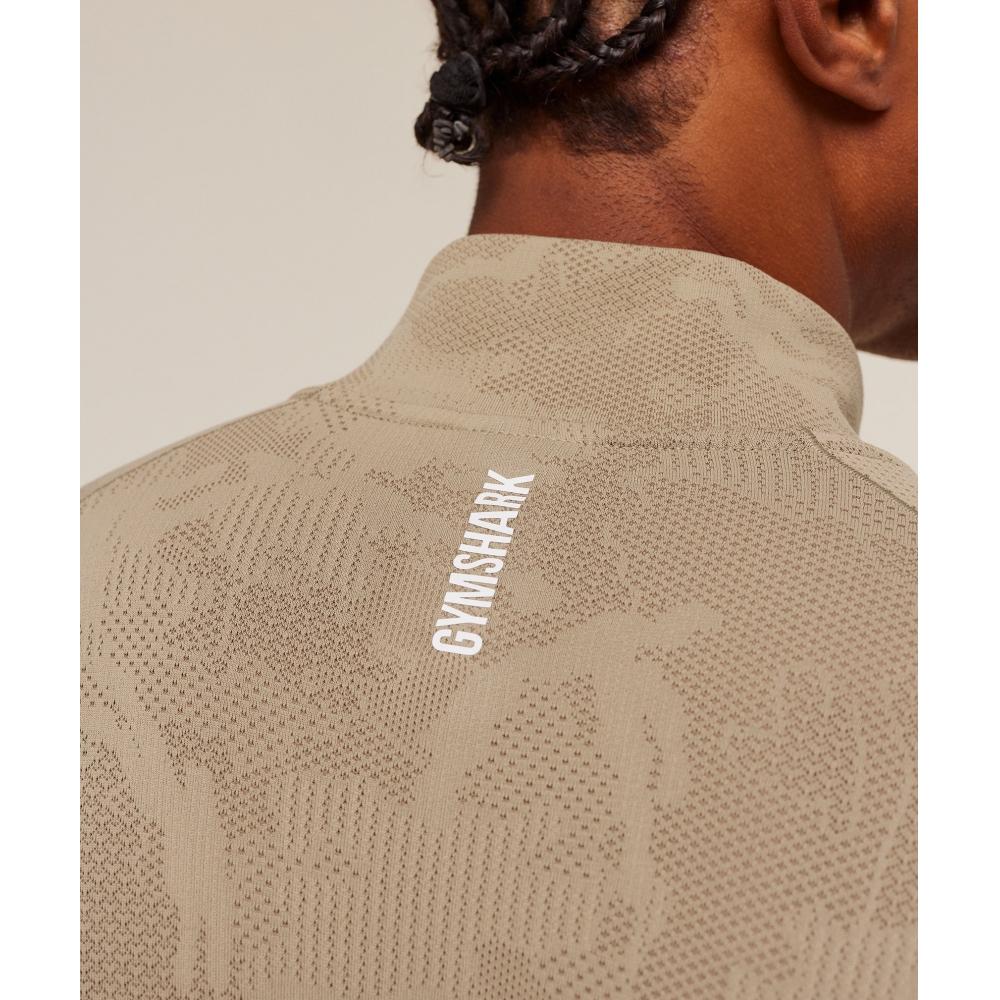 Gymshark Geo Seamless 1 4 Zip Cement Brown Soul Brown A2b3j Nc8v