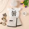 New Solid Color Ribbed Baby Girl T-shirt with Diagonal Border Style Baby Skirt and Beret Three Piece Set