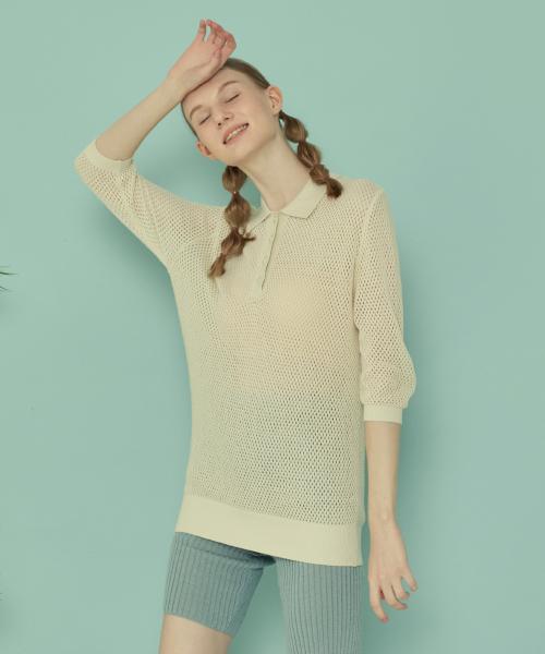 Kkuape Cotton Punching Knit Short Sleeve_Ivory