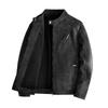 Verdickte Fleece-Lederjacke Leder Herren Lederbekleidung Herbst und Winter Motorradbekleidung Freizeit Radbekleidung Stehkragenjacke