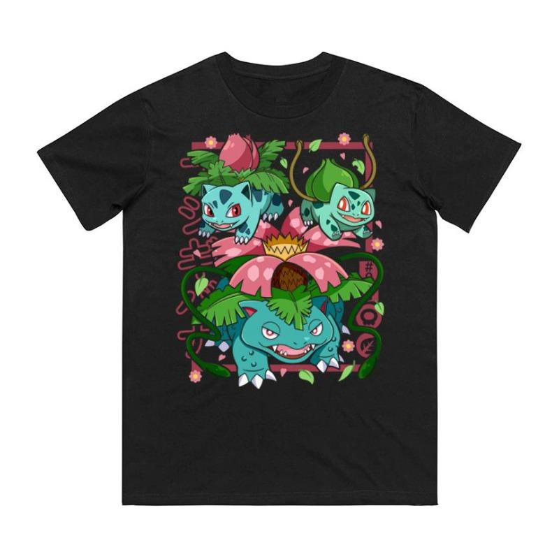 Bulbasaur Evolution Printed Pure Cotton T-shirt Men and Women Spring/Summer New Collection Fashion Short Sleeved Shirt