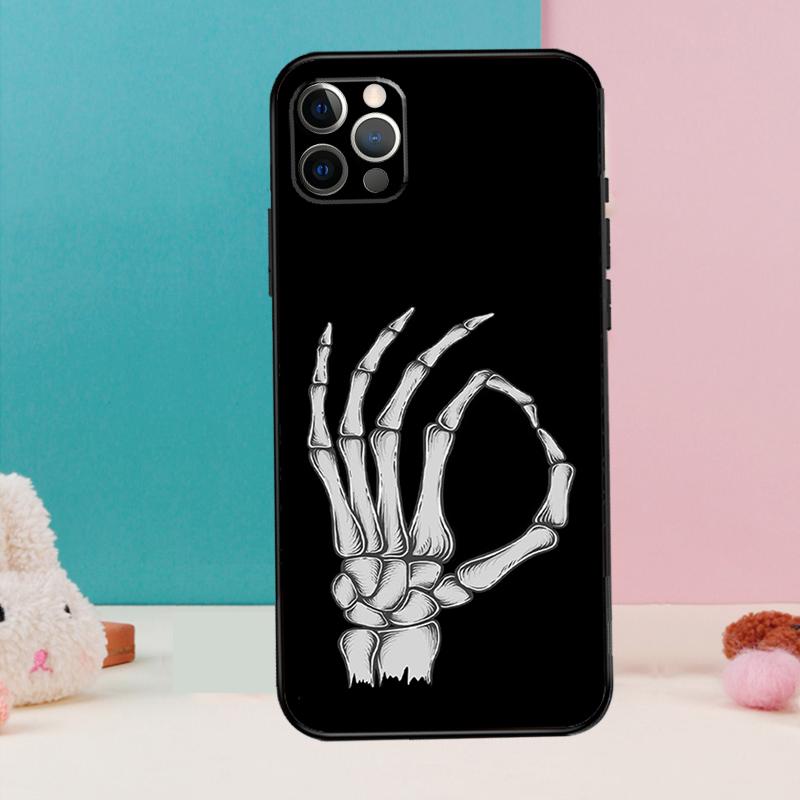 Skelett Mittelfinger Handyhülle Für iPhone 16 14 13 12 11 15 Pro Max 12 13 mini XR 15 16 Plus 16e Hülle Coque