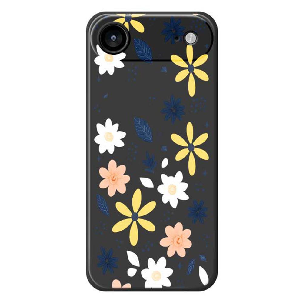 For iPhone 17 Air Case Colorful Floral Blue Leaves Pattern Printing Straight Edge TPU Phone Back Cover
