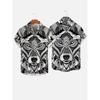 Octopus Print Men Hawaiian Shirt Summer Beach Short Sleeve