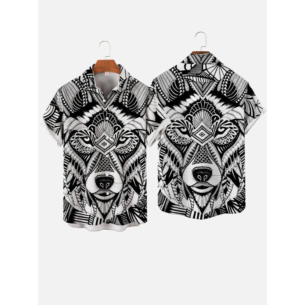Octopus Print Men Hawaiian Shirt Summer Beach Short Sleeve