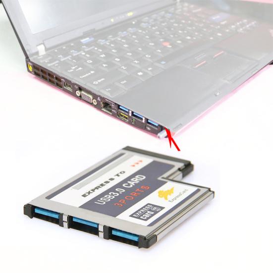 Super Speed 54mm Express Card to 3 Ports USB 3 Adapter Converter