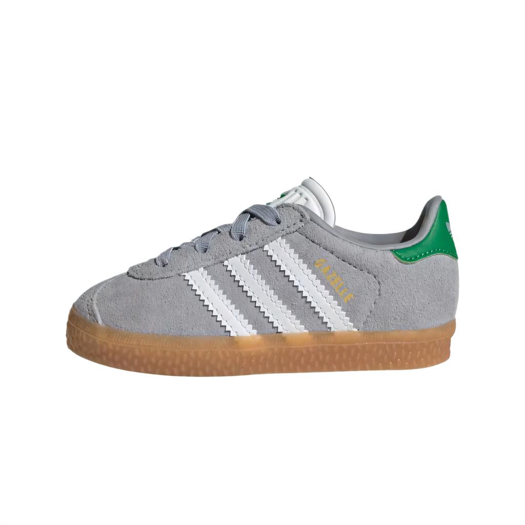 Adidas Originals Gazelle Pigskin Suede Comfortable Classic Versatile Walking Shoes Baby Shoes Halo-Silver Cloud-White Green JQ6002