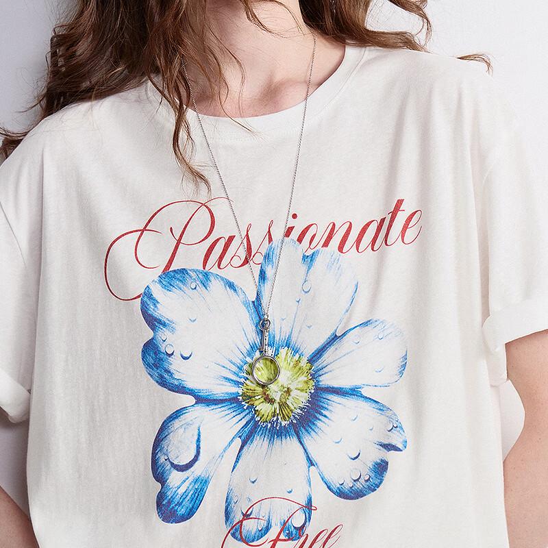 Chuyu Women's Power Series 2026 Summer Round Neck Printed T-shirt