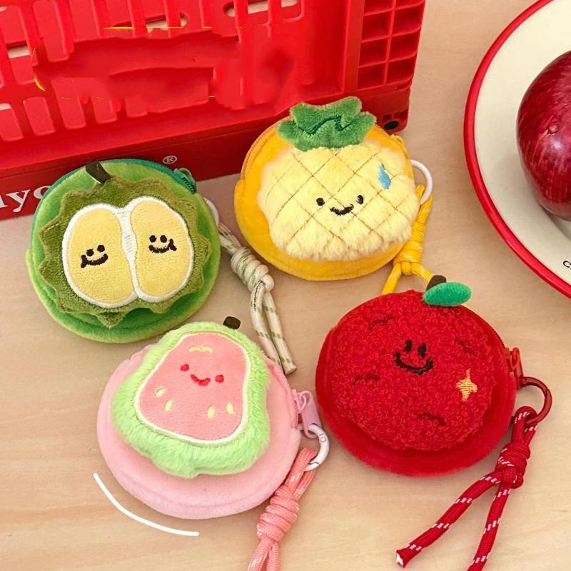 Cute Fruit Coin Purse Lightweight Hanging Pendant Soft Headphone Storage Bag for Backpack Decor Gift