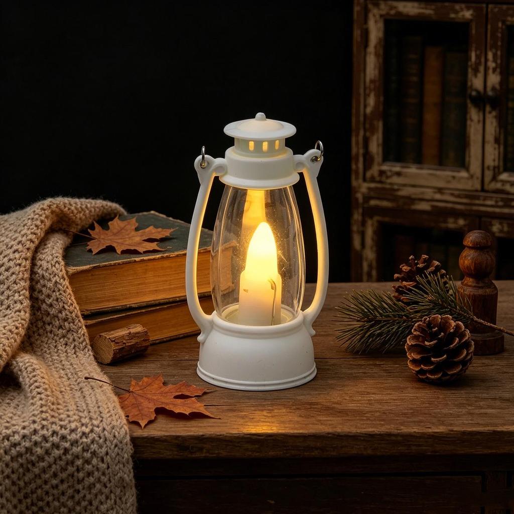 Vintage LED Mini Oil Lamp Lantern - Home Decor & Photo Prop Gift.
