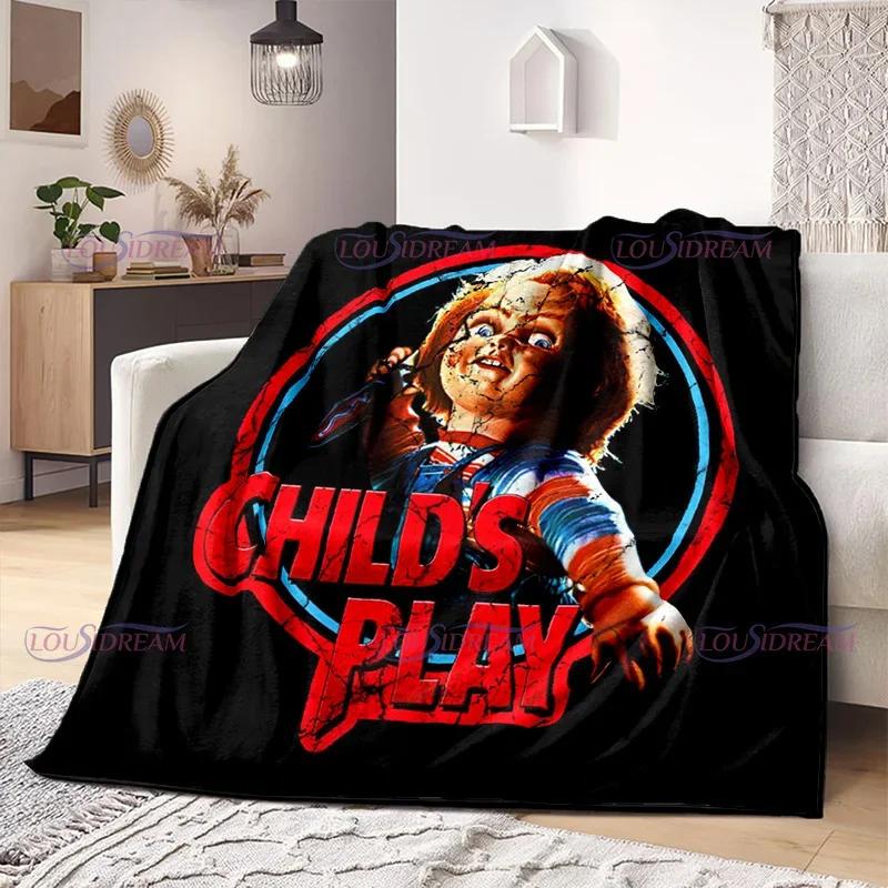 Watching Horror Stimulate Movie Blanket Child Play Character Chucky Blanket Home Couch Warm Bedspreads Soft Flannel Blanket