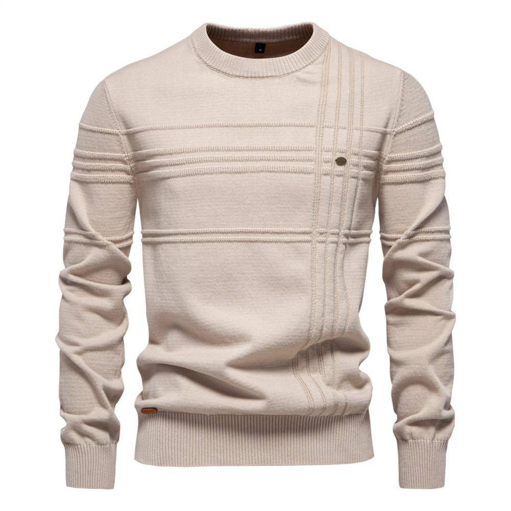 

Autumn and Winter Men s Round Neck Pullover High-quality Men s Solid Color Sweater XS абрикосовый