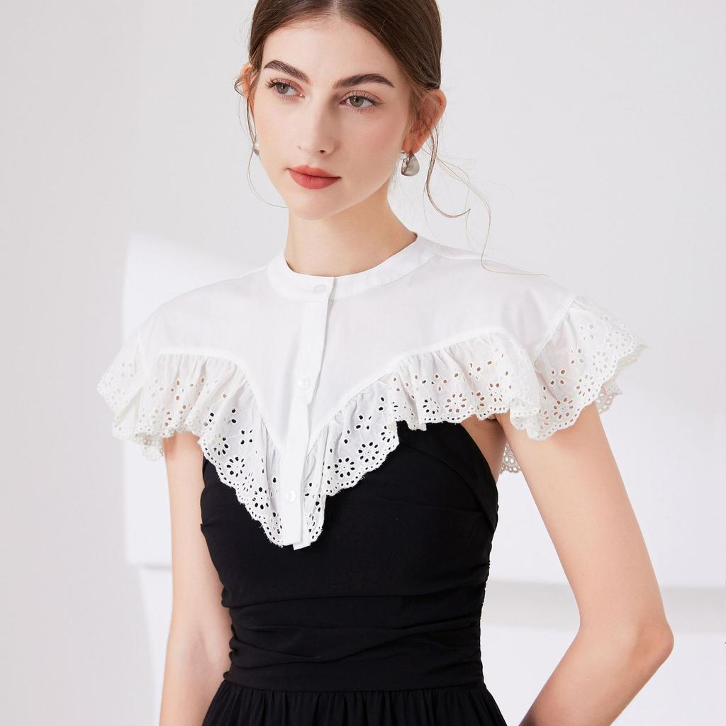 Elegant Shirt Detachable Collar for Womens Fake Collar Shawl Shoulder Wraps False Collar Female Lace Up Small Cape Shawl