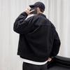 2024 Men's Loose Fit Black Denim Jacket - Korean Fashion, Retro Workwear Style