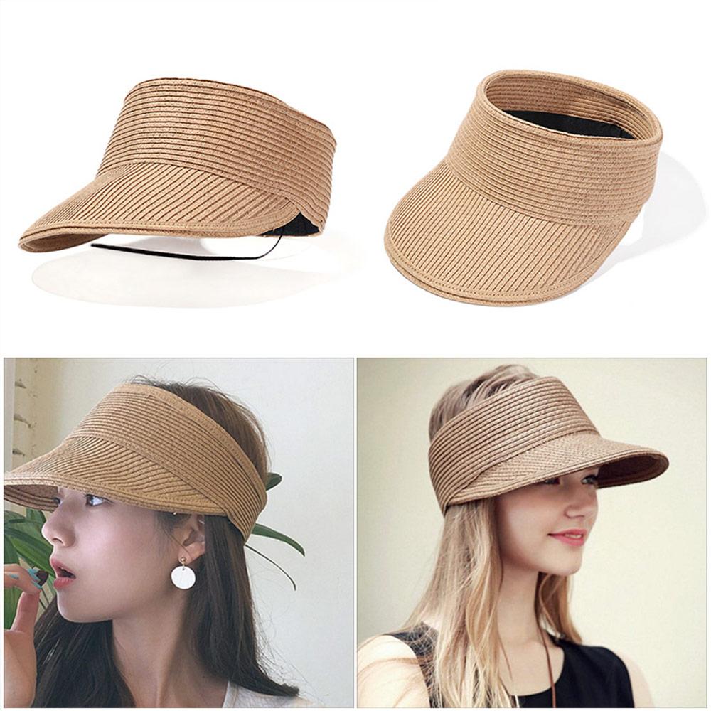 

Women Girls Wide Brim Foldable Portable Sun Hat Straw Cap Visors Beach Hat