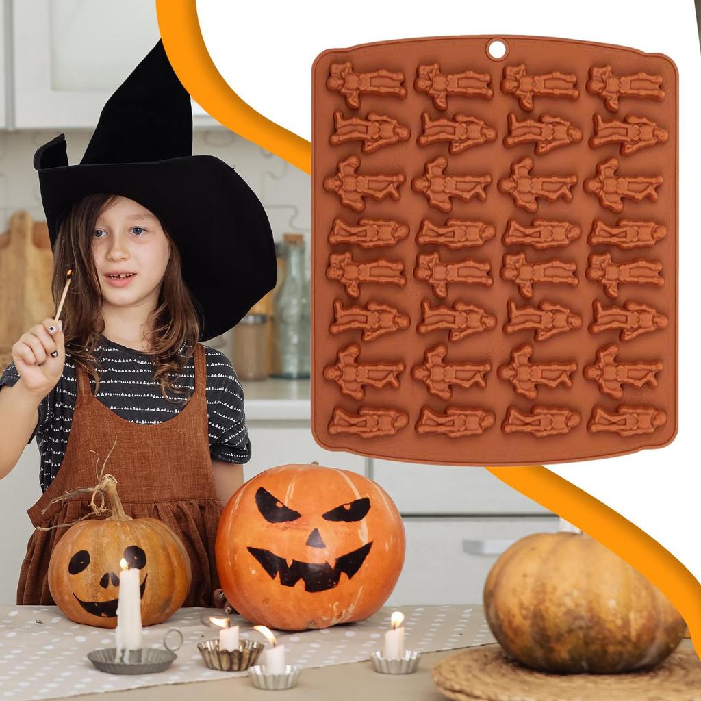 Halloween Chocolate Molds Jellies Skeleton Mould Easy Release Reusable Silicone Molds for Candy Chocolate Gummy Halloween cookie