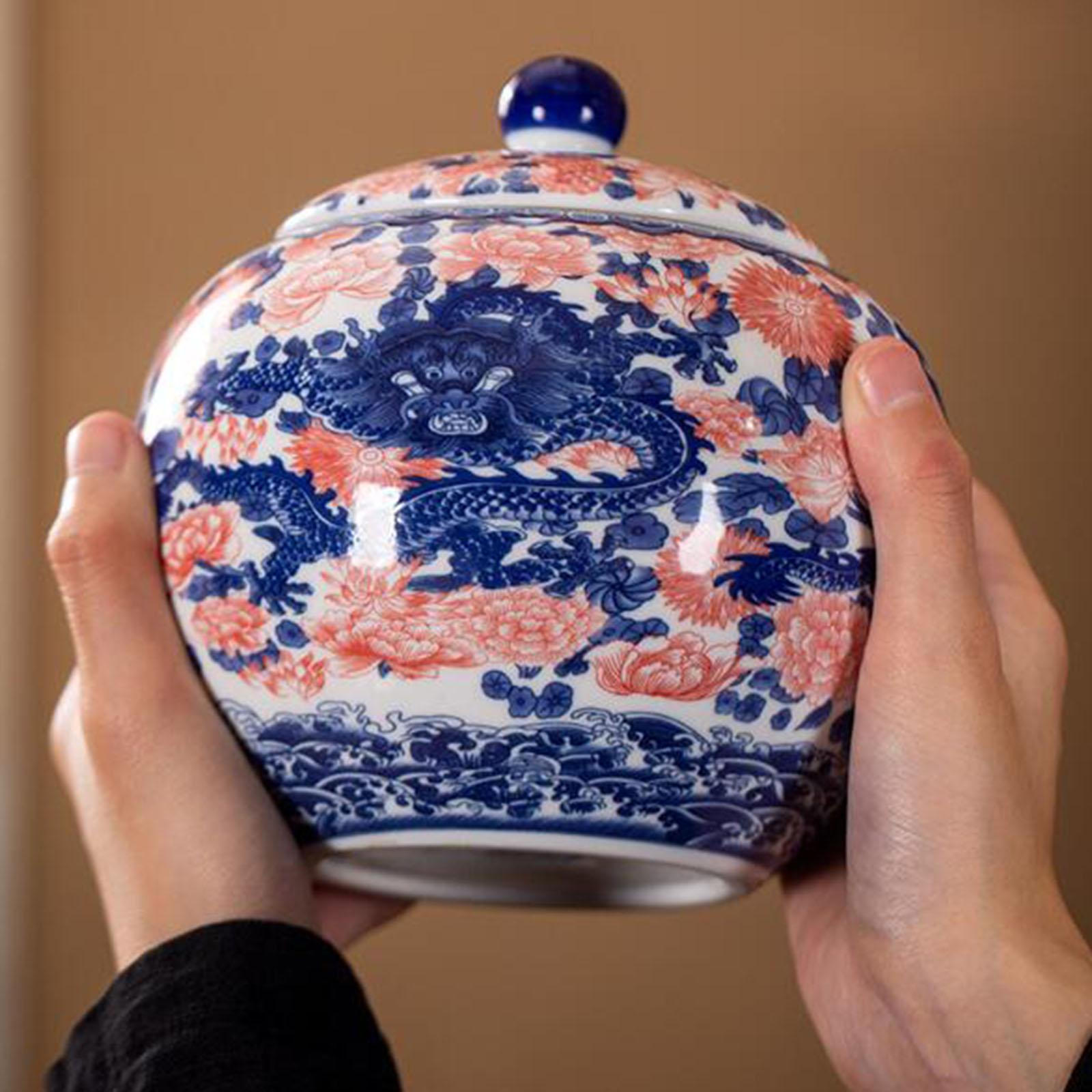 Набор керамических банок для чая сине-белого цвета - Решение для хранения на кухне dragon