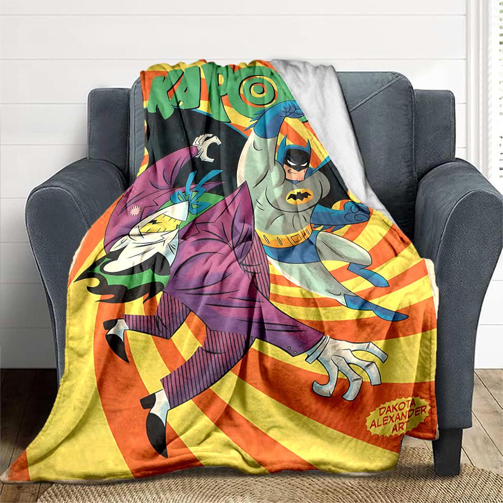 1pc Superhero Batman Flannel Throw Blanket Lightweight Soft Warm All Season Blanket for Sofa, Bed, Travel,L1028132