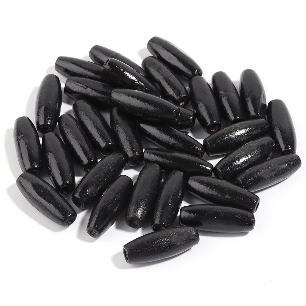 

100pcs/lot Oval Natural Maple Wooden Beads Charm Loose Spaced Wood Beads For DIY Handmade Kid s Toy Bracelet Making Accessories 7x15mm Hole 3mm чорний