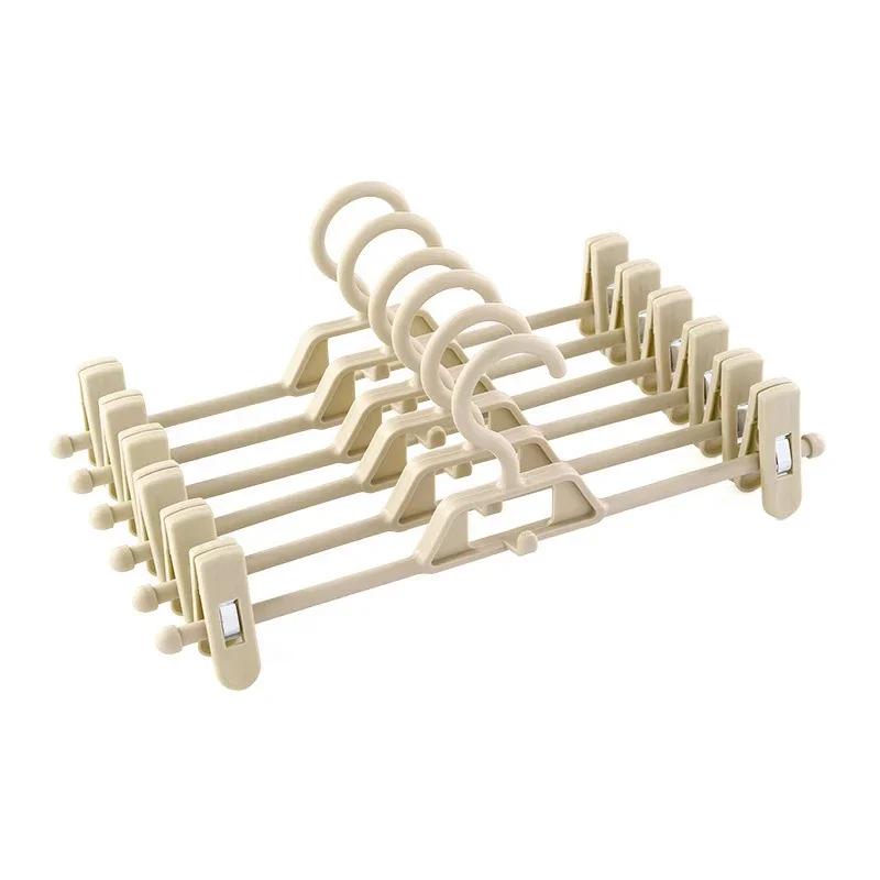 3/6PCS Attachable Pants Skirts Hanger with Non-slip Clips Clothes Drying Rack Wardrobe Space-saving Storage Organizer