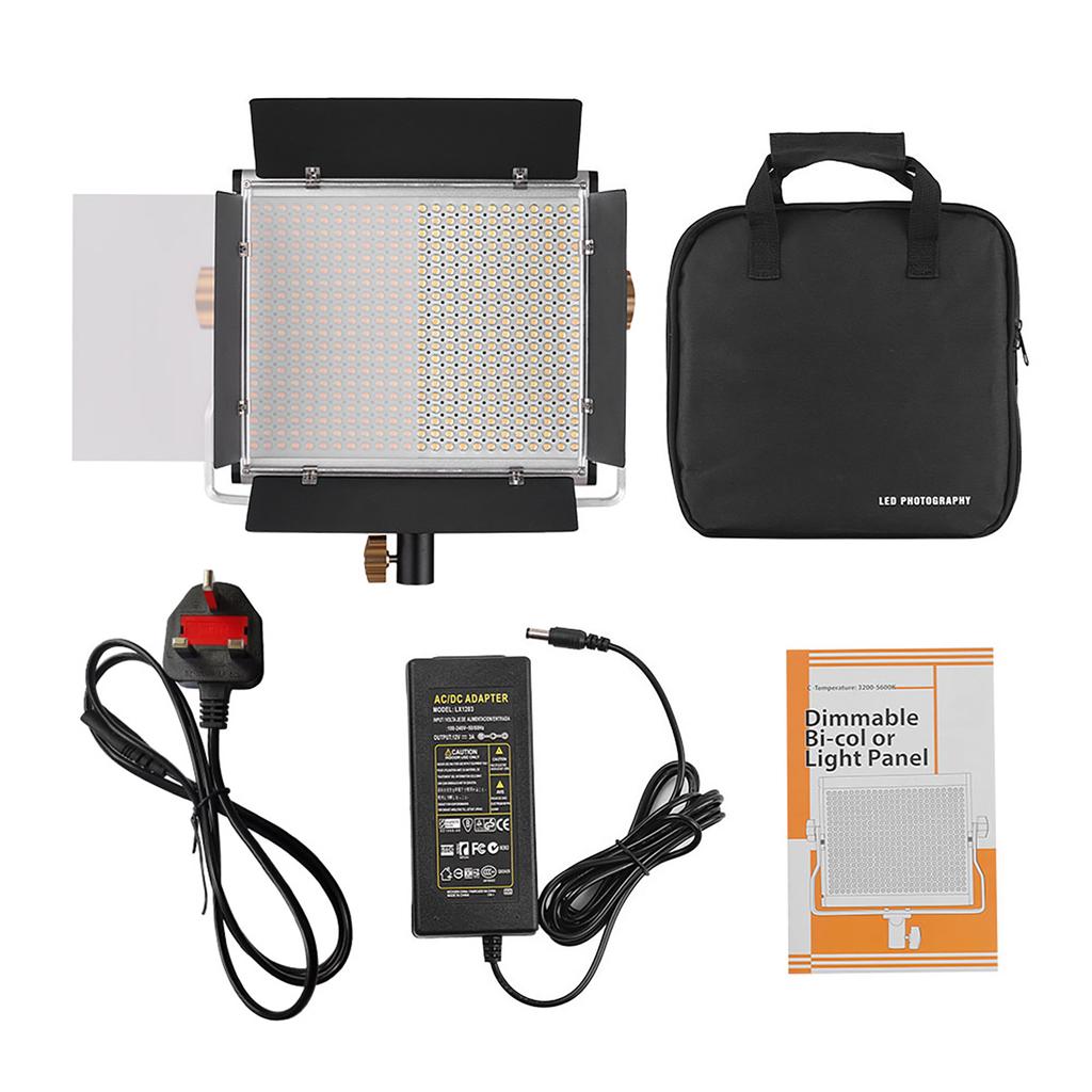 LED Video Light Panel Fill-in Lamp with Barn Door 480 LED Bds Brightness 3200K-5600K Color Temperature for Studio Photography Video Shootin