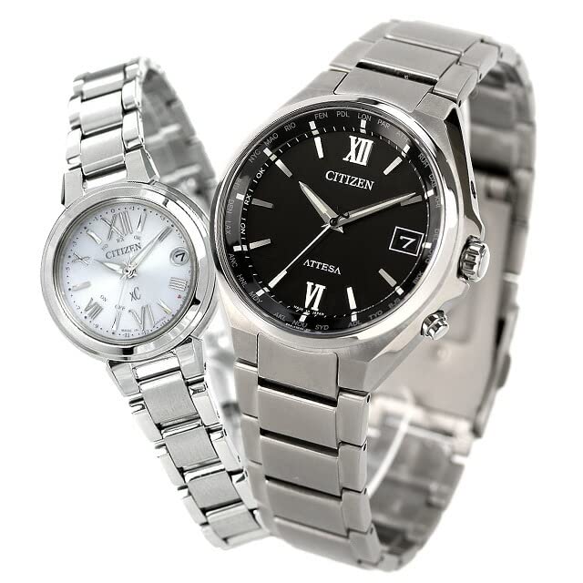 

CITIZEN Watch Pair Watch with Pair Box and Wrapping Attessa Cross Sea Couple Anniversary [Citizen] CB1120-50G ES9430-54A Men s Women s