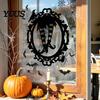 Indoor Window Graphics Halloween Static Clings, Skeleton Witch Pumpkin Bat Silhouette Glass Stickers, Outdoor Murals Removable Decals for Store Front