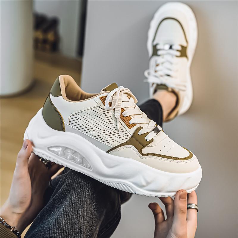 

Весенне-осенняя повседневная спортивная мужская обувь, маленькие белые туфли, нишевая универсальная обувь на толстой подошве с увеличением роста 44