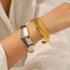 Exaggerated Jewelry 18K Gold Large Polished Stainless Steel Open Bangle Women's Premium Color-block Titanium Steel Bracelet