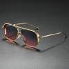 Non-polarized Fashion Sunglass Men Vintage Sunscreen Oversized Sunglasses Women Trendy Metal Glasses