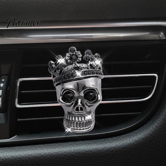 Car Scent Diffuser Accessories Crown Skull Air Freshener Vent Clip, Fragrance Diffuser, Metallic Clip Gothic Auto Interior Decoration Accessory
