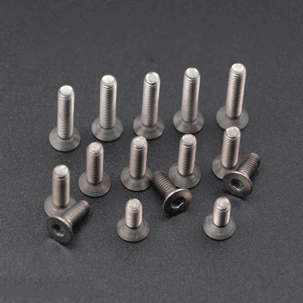 M3 X 5 6 8 10 12 14 16 18 20 25 28 35mm TA2 Grade 2 Titanium Flat Head Screw Bolts With Hex Allen Socket For DIY