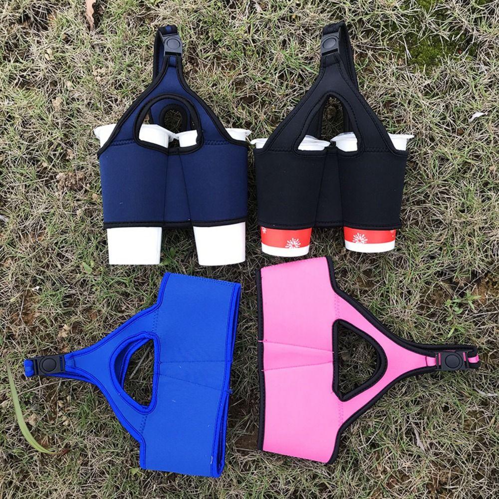 Reusable Double Cup Beverage Holder Collapsible Iced Coffee Cup Sleeve Sports Bottle Case Hiking