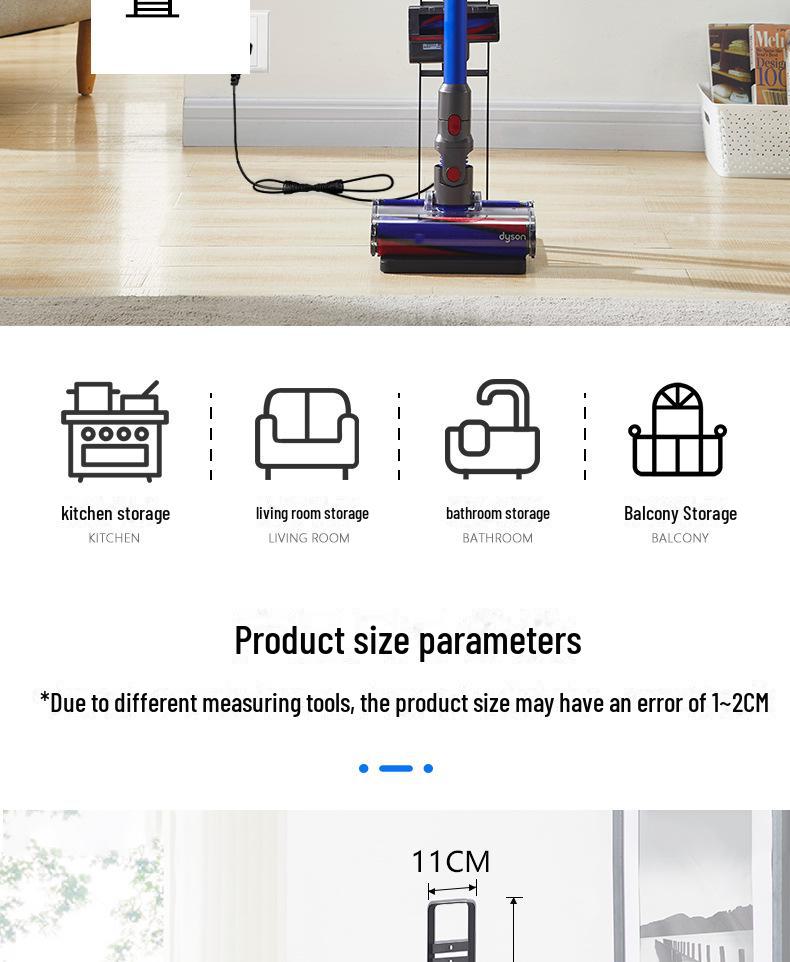 Dyson Vacuum Punch-Free Black Hanging Storage Bracket