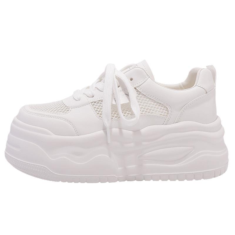 Summer New Mesh Thick-soled Little White Shoes Female Versatile Students with Skirts Board Shoes Breathable and Lightweight Casual Shoes