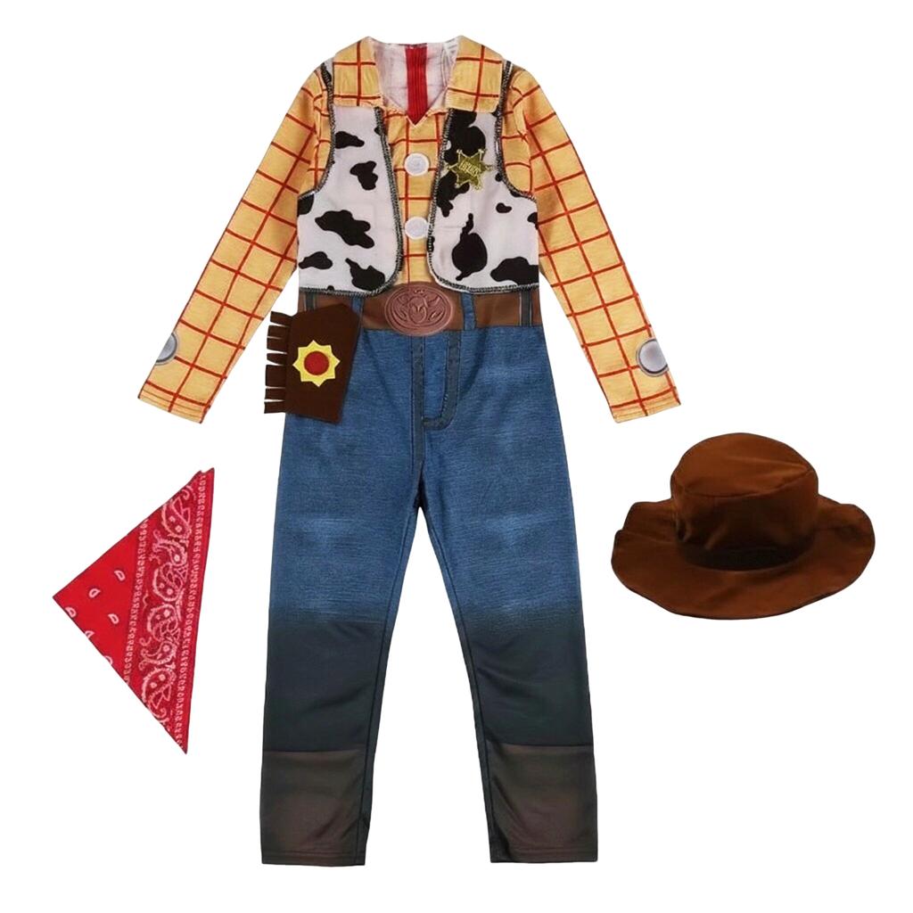 Boys Buzz Woody Jumpsuit Sets Kid Jessie Woody Costume Girl Dress Halloween Cosplay Carnival Party Cowgirl Clothes