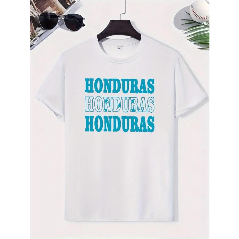 European Size Honduras Trendy Print Men's Short-Sleeved T-Shirt, Casual Summer Round Neck, Fashion Style Top