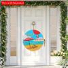 2D flat 20*20cm 1pc Hello Summer Cartoon parasol&recliner patterns Wooden Hanging Decor Beach tourism scene Awesome Round ornament Suitable for resort