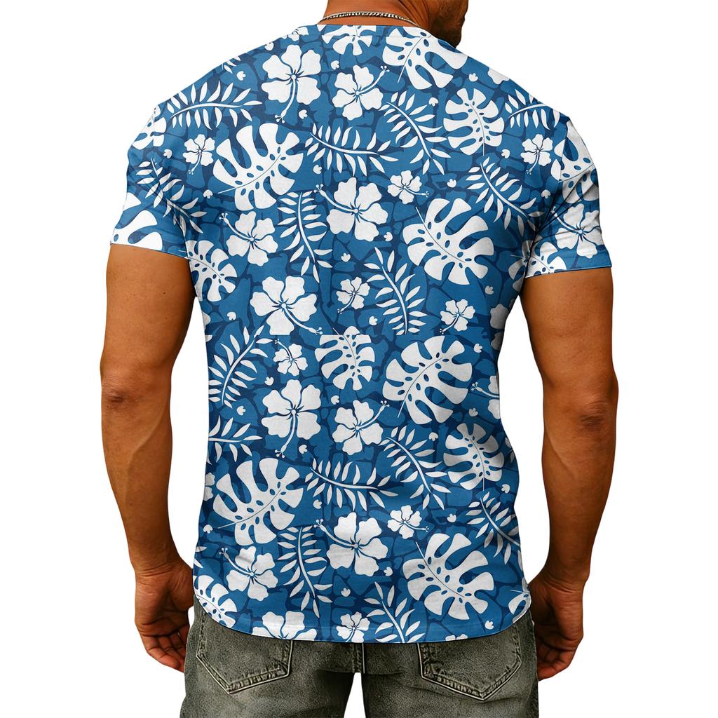 Herenmode T-shirt met V-hals en korte mouwen en print