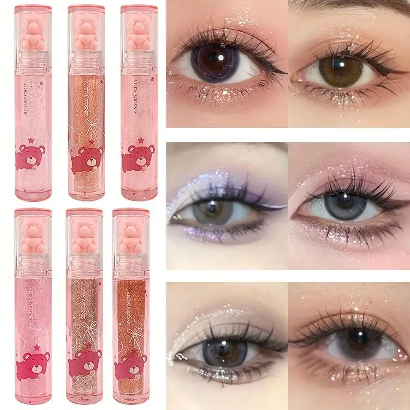 Pearly Glitter Liquid Eyeshadow Stick Long-lasting Lustrous Dewy Finish Light Pink Coral Shade Brightening Skin Tone Face Highlighter Stick
