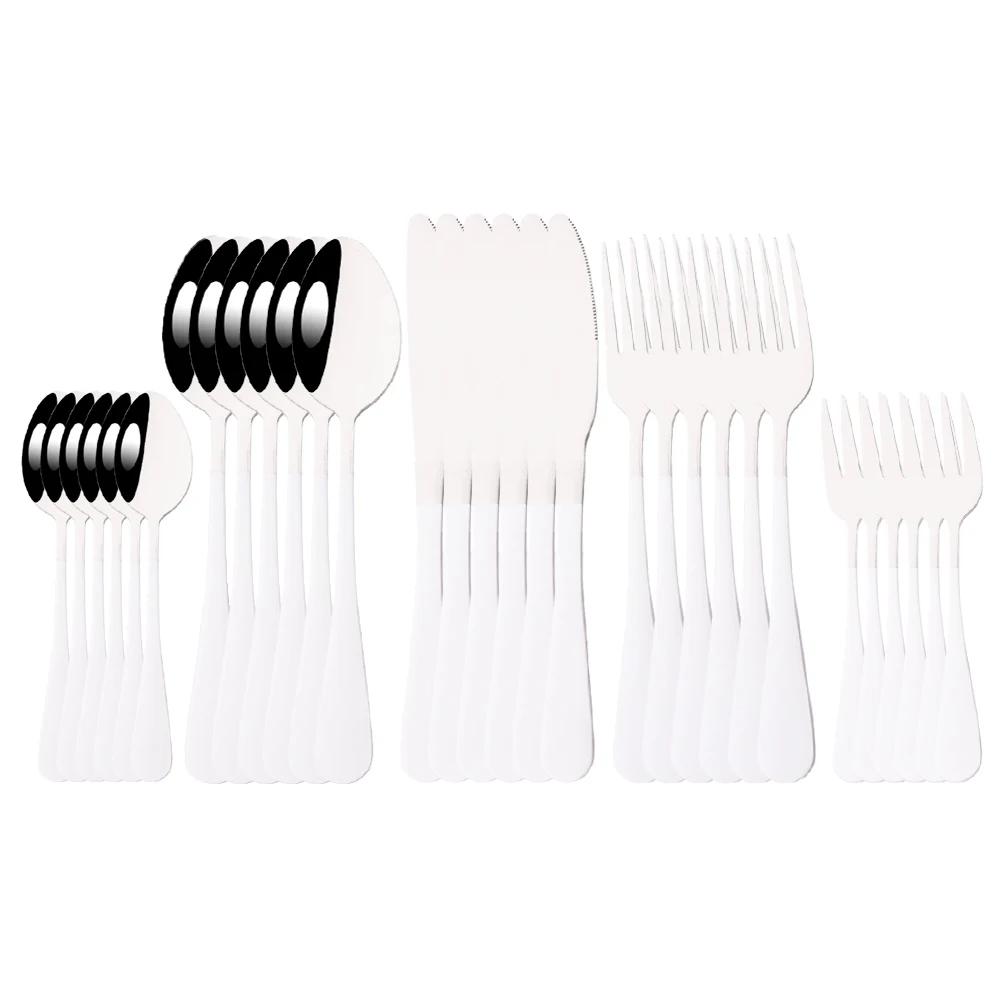6/30Pcs Rainbow Dinnerware Stainless Steel Cutlery Set Knife Cake Fork Tea Spoon Flatware Set Kitchen Silverware Tableware Set