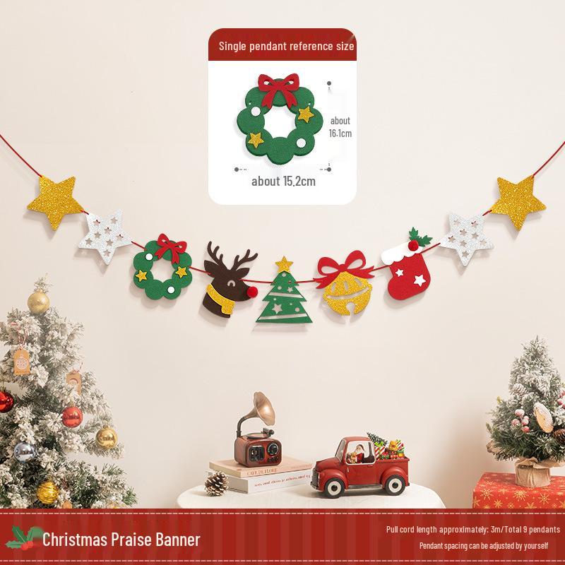 Christmas Tree Hanging Ornaments & Festive Decorations with Atmosphere Lights & Pull Flowers
