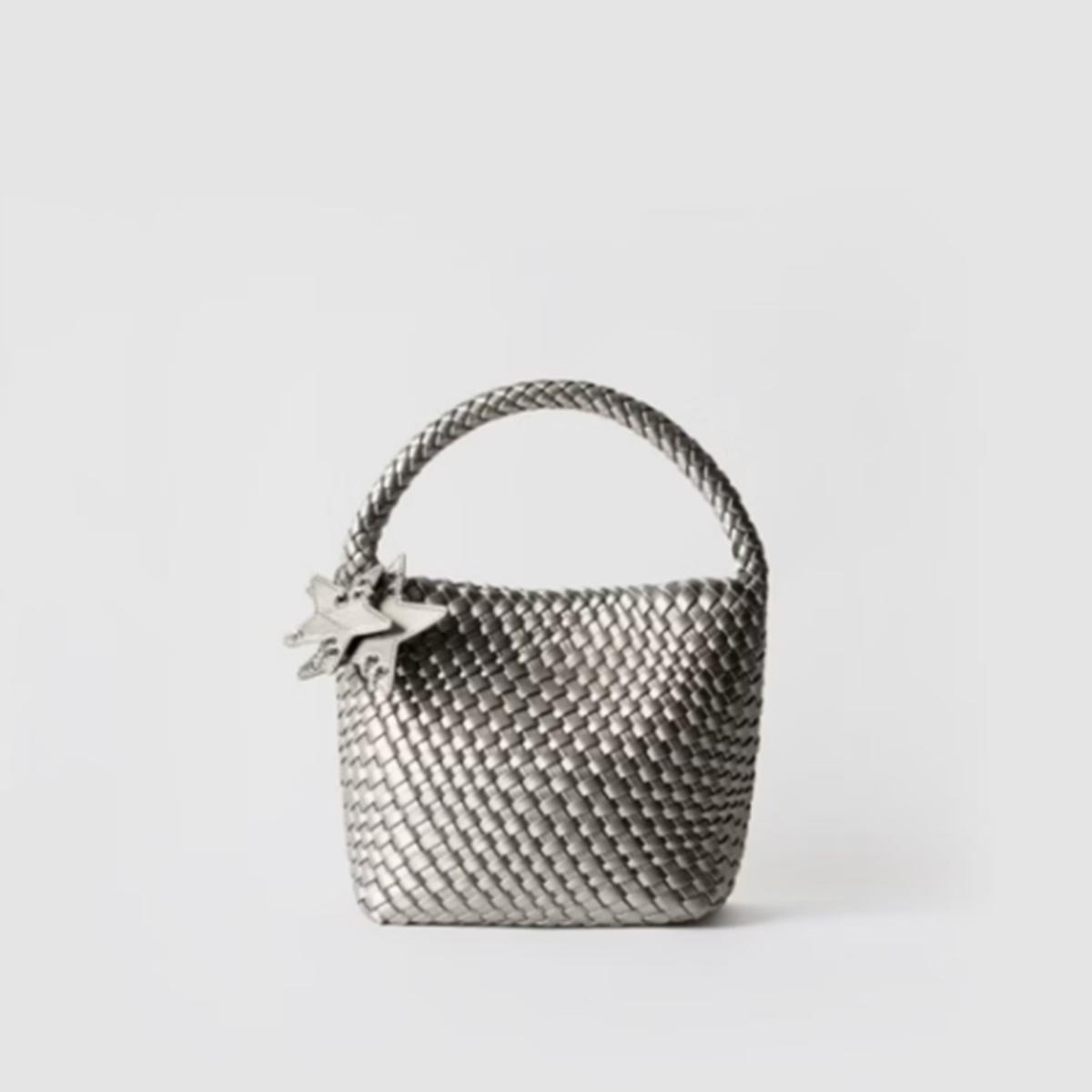 ECODAY Damen Klassische Gewebte Große Kapazität Tote Schultertasche Silver Small [Limited Gift Box Set] silber