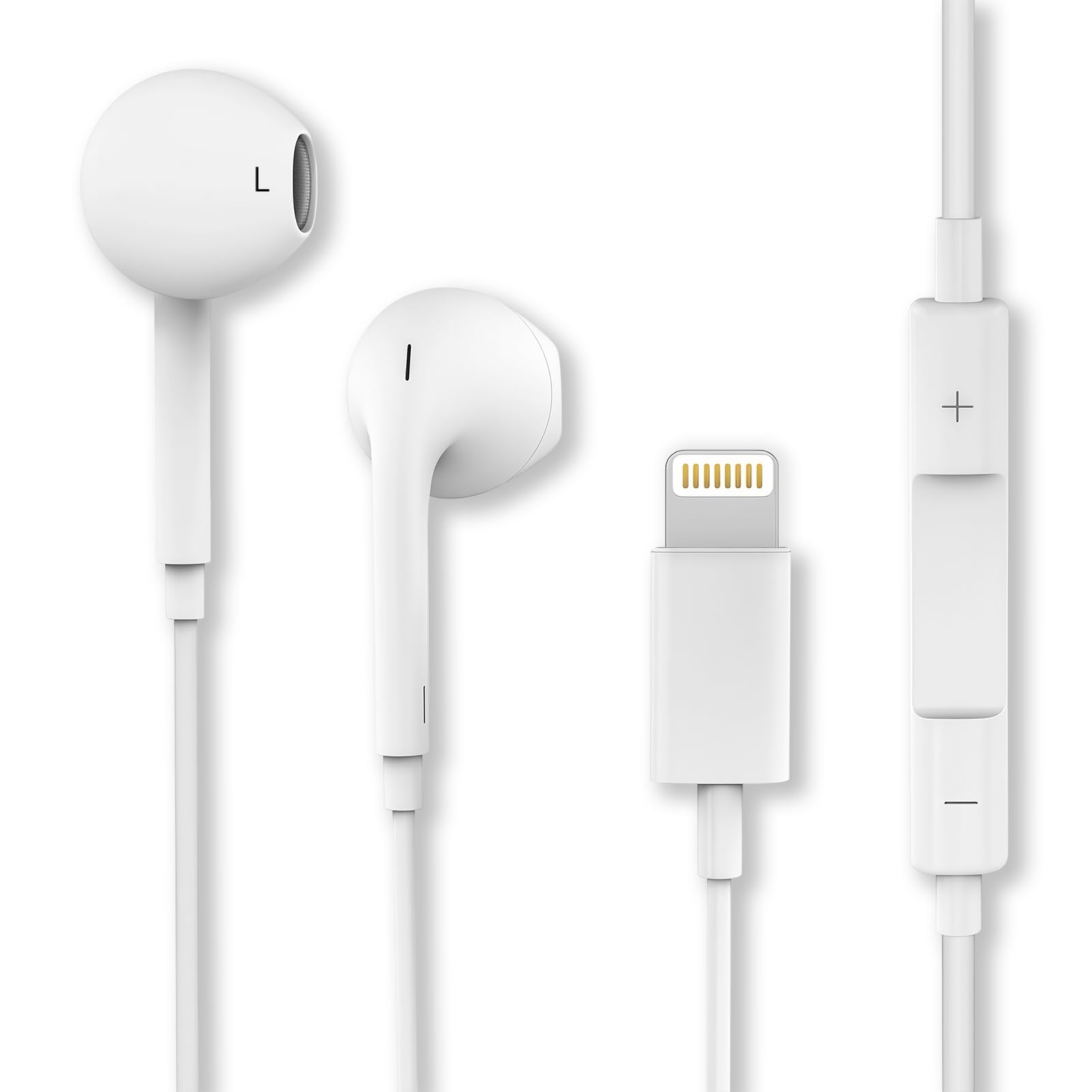 

Lightning Wired Earphones for iPhone with No Charging Remote Comfortable Ergonomic Lightweight and Compatible with iPhone and Mic, Required, Control, білий